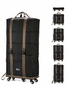 Extra Large Capacity Foldable Checked Luggage Travel Bag, 3-Layer Expandable Packing Organizer Duffel Bag For Moving/Trips Luggage Bag Duffle Bag Overnight Bag Travel Organizer Cruise Essential Vacation Essentials For Men Women Travel Essential Holiday Essential Travel Must Haves - Black - View 2