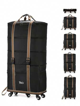 Extra stor kapacitet hopfällbar incheckad resväska, 3-lagers expanderbar packväska för flytt/resor