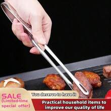 Stainless Steel Food Tongs, Long Handle Non-Slip BBQ Tongs, Steak Tongs, Kitchen Cooking Utensils, Economic Kitchen Tongs, Stainless Steel BBQ Tongs, Tongs For Grill, Meat Clamp, Cooking Tweezers, Food Utensils, Kitchen Tools - Silver - View 5