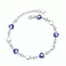 Pulseira de Confissão Romântica para Mulheres, Pulseira de Coração do Oceano para Mulheres, Pulseira de Cristal Azul para Senso de Amor da Floresta de Alta Qualidade, Acessório Versátil de Mão - Colar de Coração de Safira - Visão 9