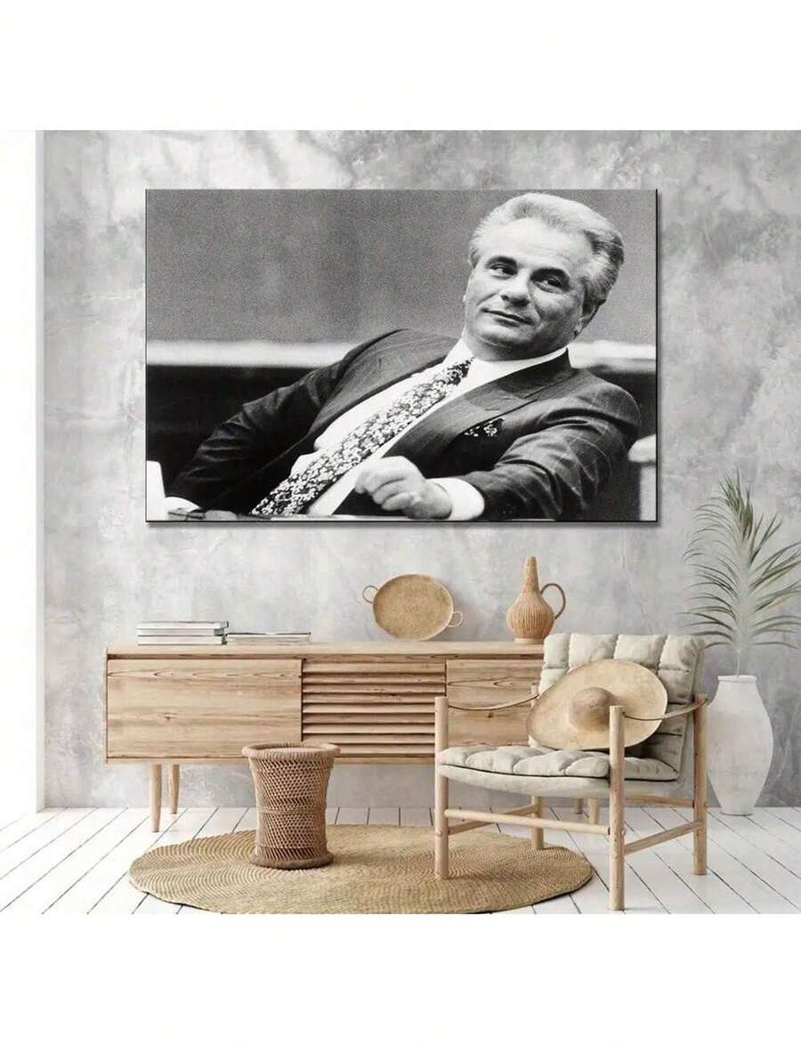 John Gotti Poster Ready To Hang, Modern Wall Art, Wooden Frame, Mafia Gangster Poster Print, Canvas, Wall Print, Minimalist And Modern Bathroom Wall Decor, Canvas Art Poster, Picture Print, Modern Thick Frame, Canvas, Birthday And Graduation Gift. - 紫色 - 查看 1
