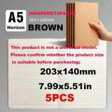 A5/B5 Kraft Paper/Black Notebook, Minimalist Stitched Workbook, Lined Grid, Student Notepad, Blank Notebook, Travel Journal, Unlined Sketchbook, Memo Diary, Planner, Office & School Supplies, Back To School Essentials