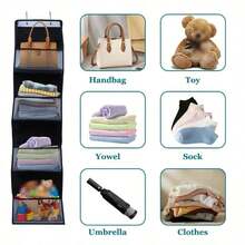 1 chiếc kệ đựng đồ treo cửa 4 tầng/6 tầng, làm bằng vải không dệt với các ngăn nhựa trong suốt. Thiết kế dung tích lớn để đựng đồ chơi, quần áo, đồ dùng cho bé, khăn và yếm, giải pháp lưu trữ lý tưởng và là món quà tuyệt vời cho phòng trẻ sơ sinh. - màu đen - Xem 7