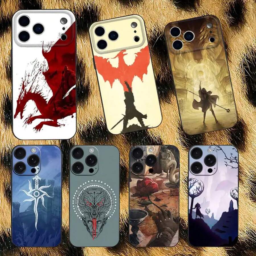Funda de teléfono Dragon A-Age Inquisition compatible con 17,16,15,14,13,12,Pro,Max,Plus,E,SE4,Air,Mini, caja suave negra, cubierta compatible con funda de 17 pro max, funda de 17 pro, funda de 17, funda de 16 pro max - z4 - Ver 1