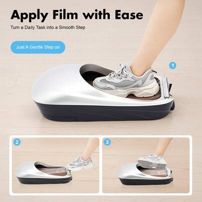 RibasuBB Premium Anti‑Slip Shoe Film Machine With 500‑Use Roll, Silver ABS/PP Construction, Soft Sponge Cushion & Cutting Blade – Ideal For Home, Office, Lab & Retail Clean‑Floor Protection (60*28*17 Cm)