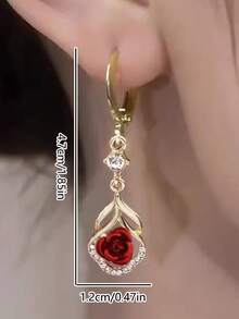 Bông tai hoa hồng tím thiết kế độc đáo mới năm 2026, phong cách sang trọng, thanh lịch dành cho phụ nữ. - Màu tím - Xem 11