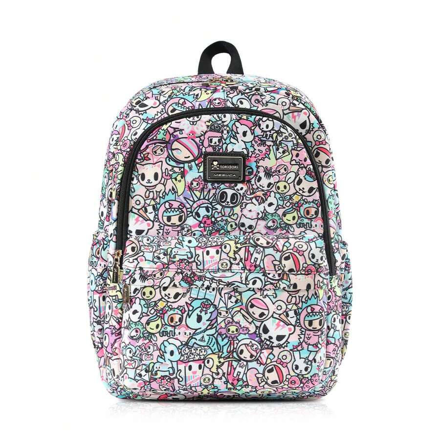 Official Tokidoki Unicorno Backpack With Keychain For Women Men, Cartoon Large Capacity Travel Laptop Book Bag Casual Daypack Shoulder Bag - 粉色 - 查看 1
