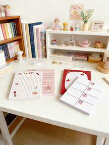 4pcs Cute Bow Memo Pads, Valentine's Day Gift, Ribbon Notebook Sticky Notes, Ladies Party Favor (Pink), Cute Planner, Cute Memo Pads, Stationery, Notepad, Notebook, School Supplies, Memo Pad, Reminder, Christmas Memo Pads, Desktop Accessories, Fun Sticky Notes - Multicolor - View 11