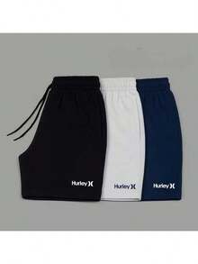 KIT OF 3 HURLEY BASIC SURFING SHORTS, TACTEL ELASTANE BERMUDA SHORTS, DRY FIT, SUMMER, LIGHTWEIGHT, SKATEBOARDING - màu đen - Xem 1