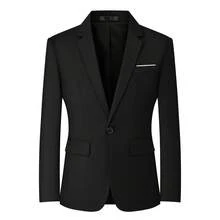 Men's Suit Jacket, One-Piece Formal Business Suit, Single Button, No Velvet, Spring And Autumn Style - màu đen - Xem 8