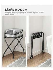 SONGMICS Juego de 2, Estante de Equipaje con Marco de Acero, Soporte para Maletas para la Habitación de Invitados, Plegable, Negro MRLR64B-2