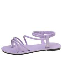 Summer Fashion Multi-Strap Sandals, Comfortable Flat Flip Flops And Roman Shoes For Teenagers, Suitable For Daily Commute And Vacation Wear - Purple - View 7
