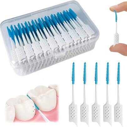 Yumuşak Diş Arası Fırçaları, Mavi Kıllar, Diş İpi Temizleyici, Diş Telleri ve Ortodontik Cihazlar İçin Uygun, Formaldehit İçermez, Orijinal Aroma - Saklama Kutusu Dahil