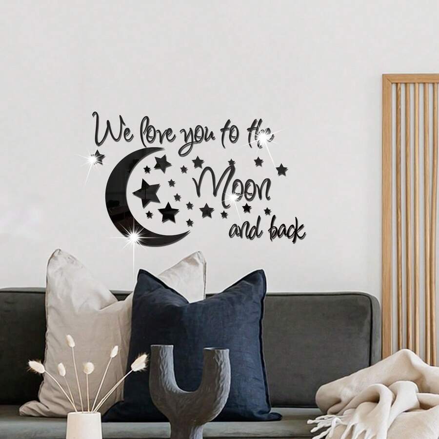 Ramadan Decoration Distribution Mubarak: Acrylic Mirror Wall Stickers (With Moon And Star Patterns), Suitable For Bedrooms, Can Decorate And Beautify Bedrooms And Living Rooms - Multicolor - View 1