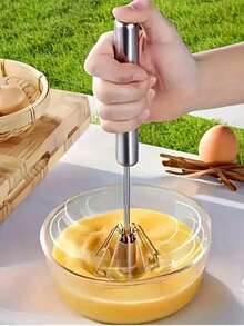 Semi-Automatic Stainless Steel Thickened Handheld Multi-Function Egg Beater Cooking Tool - Multicolor - View 4