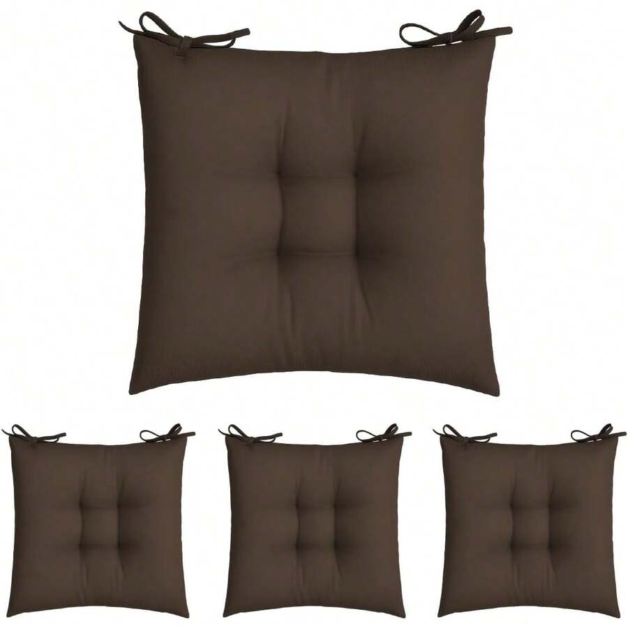 NEW Cojines para Silla de Comedor con Lazos, Suaves, cómodos, capitonados, Cuadrados, para Cocina, Comedor, Oficina, Sala de Estar, Patio Varios Colores (Cafe/Chocolate, 4) - Esmeralda - Ver 1