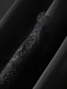 Women Silk Satin Lace Patchwork Half Slips Skirts Fashion Summer Underskirt Low Rise A Line Short Skirts - 黑色 - 查看 6