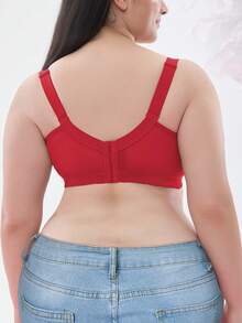 Plus Size Lace Floral Underwire Bra - Comfortable Wide Straps, Full Coverage Design, Delicate Lace Details, Sexy & Elegant, Shaping - Red - View 10