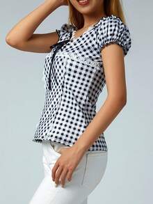 Camiseta rosa de lentejuelas para mujer, top brillante de manga corta con purpurina, camiseta brillante para fiestas de verano, blusa elegante para salir de noche o a discotecas - Blanco y Negro - Ver 3