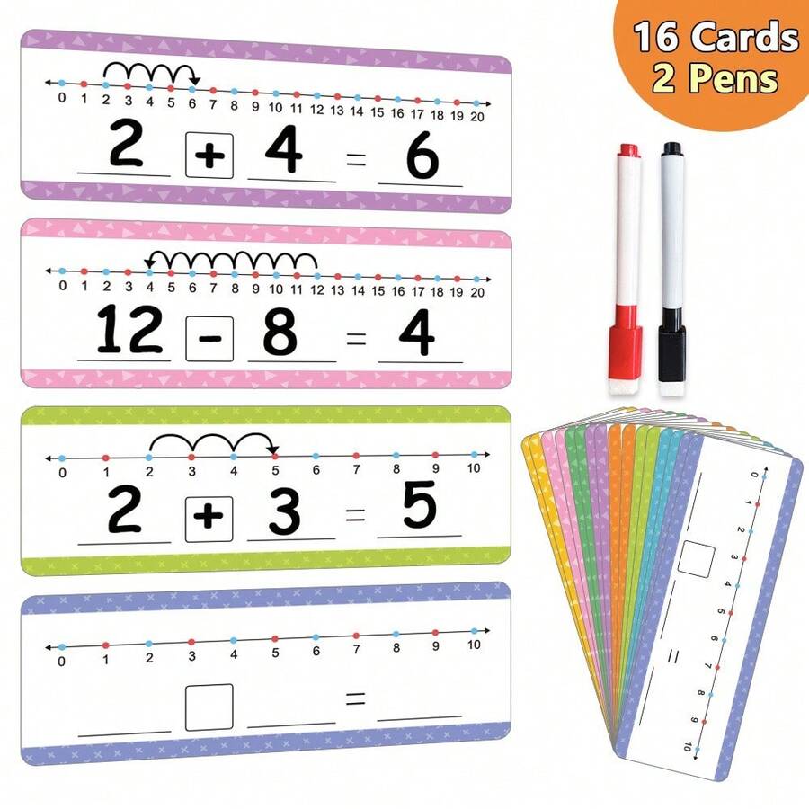 1pc Reusable Number Line Card, 0-10 And 0-20 Number Line, Suitable For Students, Home Education, Teacher Supplies, Classroom, Math Center, Math Games, School, Students, Stationery - Apricot - View 1