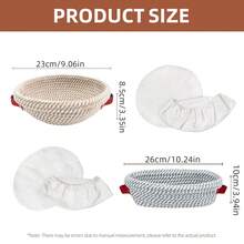 3/6pcs Rope-Weave Bread Proofing Basket Set | Includes Baskets, Liners, And Covers - Modern Handcrafted Sourdough Baking Supplies, Breathable Design For Dough Fermentation, Suitable For Home And Professional Kitchens (Round And Oval) - - - View 2