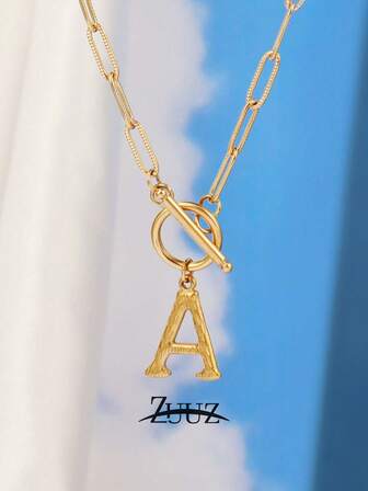 1 st rostfritt stål initialbokstav charm halsband för kvinnor versal alfabetet hänge halsband choker smycken bästa vän presenter