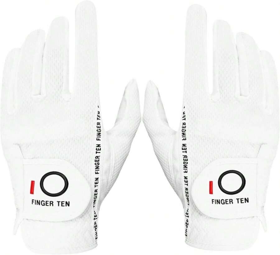 FINGER TEN Premium Rain Grip Men'S Golf Gloves 1 Pair, Hot Wet Weather No Sweat Glove For Serious Feel &Amp; Performance, Left Right Hand Black Gray White Blue Fit Size S M L XL 2XL 3XL - ColorG - 查看 1