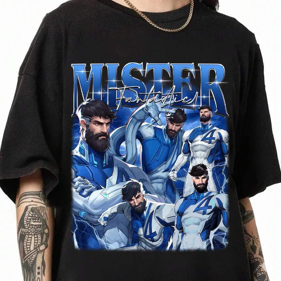 Shirt, Reed Richards Shirt, First Steps, Superhero Rivals, Superhero Shirt - 黑色 - 查看 1