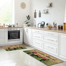 1 pieza Alfombra de lino con estampado de cactus para cocina, baño, entrada, alfombra rectangular impresa en 3D para sala de estar, dormitorio, pasillo, baño, lavandería - Alfombra de poliéster para decoración del hogar interior y exterior - Multicolor - Ver 7