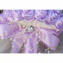 Ramo de novia con broches brillantes ramo redondo de flores artificiales de rosa en tono morado claro para novia dama de honor boda quinceañera 6.3 - Morado claro + Mini (diámetro de 16 cm) - Ver 7