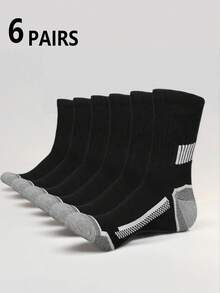 5/10/20 Pairs Random Men's Comfortable Colorblock Mid-Calf Socks, Breathable Sports Socks With Non-Slip Silicone, Suitable For Spring And Autumn - Multicolor - View 4