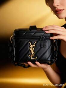 Yves Saint Laurent Black Luxury Handbag, Cosmetic Storage Box, Large Capacity, Classic Design. The Perfect Choice To Gift To Family And Friends, Especially Suitable For Holidays And Anniversaries. - Gold - View 2