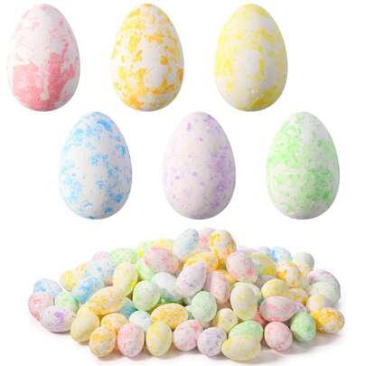 50 piezas Huevos de Pascua de espuma mini - Huevos de Pascua artificiales pequeños, aptos para manualidades DIY, juegos de Pascua, accesorios de fotografía y decoración del hogar, decoraciones de huevos de espuma ligeros, también aptos para actividades en el aula, suministros para fiestas, relleno de cestas, proyectos de artesanía de primavera y exhibiciones festivas.