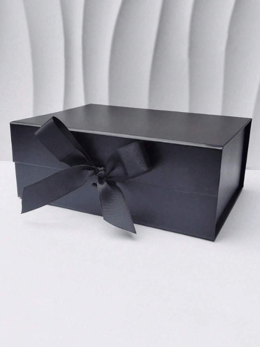 Foldable Thick Cardboard Gift Box, Rectangular, Magnetic Lid, With Ribbon, Gift Packaging Box, Suitable For Groomsmen, Proposal, Wedding, Holiday, Birthday Gift Wrapping - Multicolor - View 1