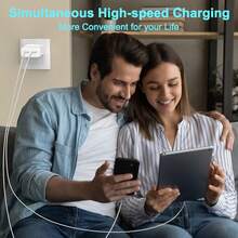 一套 USB-C 20W 墙式充电器适配器，配 100 厘米 USB-C 转 Type-C 充电线，兼容 17/16/15 Pro Max Plus/快速充电套装 - 白 - 查看 3