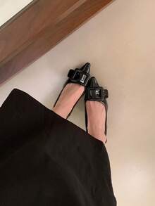 Women's Glossy Sandals, Pointed Toe High Heel Shoes With Buckle Strap, Fashionable Stilettos, Spring/Summer - Black - View 2