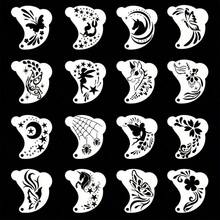 16pcs Reusable Face Painting Stencils, Butterfly & Floral Patterns, DIY Makeup Tools, Suitable For Halloween, Birthday Parties And Cosplay - one-size - View 1