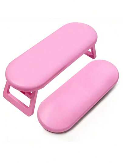 Almohada plegable de plástico para descansar la mano durante la manicura, soporte portátil de acrílico en forma de macaron para el brazo durante la manicura, adecuado para escritorio de manicura | Reposabrazos ergonómico para manicurista, adecuado para salón en casa, uñas de gel y acrílicas (blanco/rosa/gris opcional)