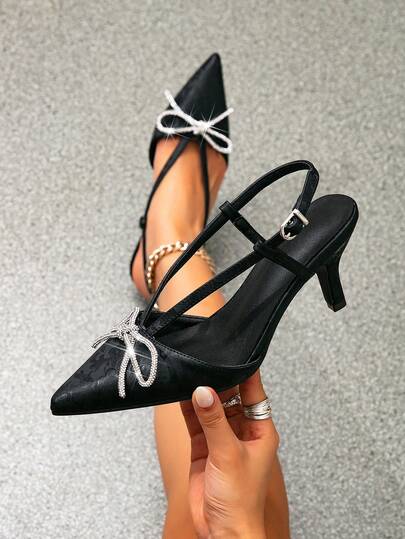 Women's Pointed Toe Lace-Up Mule High Heel Sandals, Hollow One-Strap Slip-On High Heel Shoes, Versatile High Heels