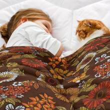 A Comfortable Bohemian Vintage Wildflower Blanket,Super Soft Flannel Printed  Blanket,As Birthday Gifts, Family, Wedding, Souvenir Blankets, Polyester Blankets Suitable For All Seasons, Washable, Machine Washable, Lightweight, Breathable, Comfortable, Warm, Unique, 280gsm For Him, Her Personalized Ideal Gifts For Her, Him, Family, Boyfriend, Girlfriend, Father, Family, Mother, Lover, Daughter, Son, Grandfather, Grandmother, Teacher,Doctor, Nurse,Friend, Classmate, Pet.Perfect Nap, Camping, Travel, Home, Daily Life, Office Decoration, Birthday, Anniversary, Valentine's Day, Thanksgiving, Graduation Season,Christmas, Halloween, Mother's Day, Father's Day, Wedding, New Year Gifts ,Sofa,Bed,Car,Bedroom,Living Room,Office,  Outdoor Camping, Beach,Wall Decoration - 多色17 - 查看 2
