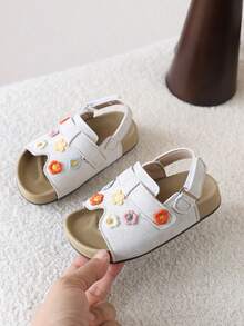 1 Pair Kids Open Toe Sandals, Summer New Floral Pattern Versatile Girls Shoes - Beige - View 4