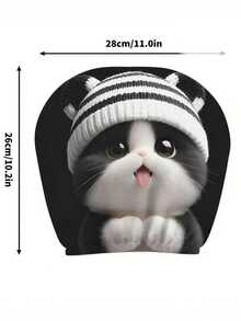 2 piezas Fundas de reposacabezas de coche de punto a rayas con diseño de gato, decoración de coche, ajuste universal, adecuado para viajes de larga distancia, conducción, siesta, relajación, soporte para el cuello, regalo conmovedor para amantes de las mascotas, agrega personalización y calidez a su coche - 2 piezas - Ver 4