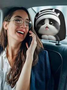 2 piezas Fundas de reposacabezas de coche de punto a rayas con diseño de gato, decoración de coche, ajuste universal, adecuado para viajes de larga distancia, conducción, siesta, relajación, soporte para el cuello, regalo conmovedor para amantes de las mascotas, agrega personalización y calidez a su coche - 2 piezas - Ver 6