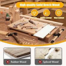 SanBouSi Portable Hard Wood Workbench,Desktop Woodworking Vise-Hard Wood Work Bench With G-Shape Fixing Clips And 4 Limit Blocks - Gỗ - Xem 3