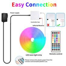 50FT DC24V RGB LED Neon Rope Lights With Remote/APP Control Waterproof Flexible Neon LED Strip Lights LED Neon Rope Lights For Bedroom Room Decor - Nhiều màu - Xem 2