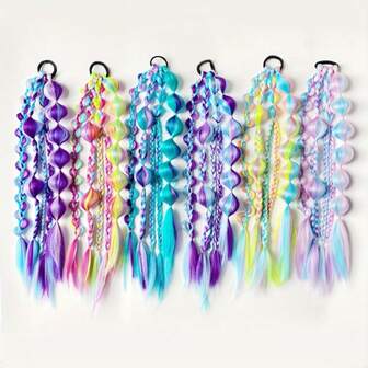 Tresses bouclées artisanales multicolores - Extensions de cheveux style vacances pour femmes, polyvalentes pour tous types de cheveux