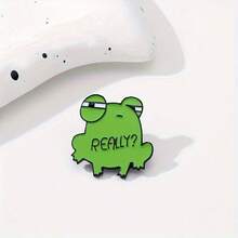 1pc Charming Green Frog Enamel Brooch - Cute Cartoon Style Alloy Pin, Suitable For Daily And Party Wear, Fashion Accessory, Creative Clothing Decoration - Multicolor - View 4