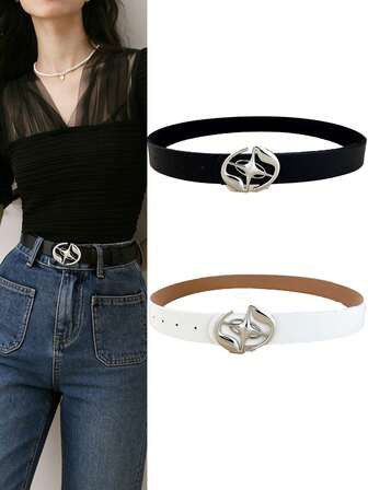 1/2pcs Ladies' Belt Jeans Black Versatile Belt Women's High-End Sense Niche Decoration New Wide Belt