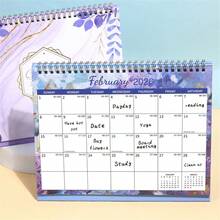 Calendario de escritorio de espiral de doble cara 2026, suministros de oficina y estudio, planificador anual, lista de tareas, planificador mensual/diario, regalo - Multicolor - Ver 4