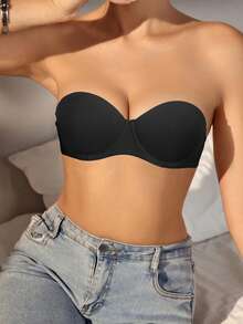 Peach Girl Black Half Cup Sexy Lace Bra For Small Bust, Removable Padded Underwire Bra - Black - View 4